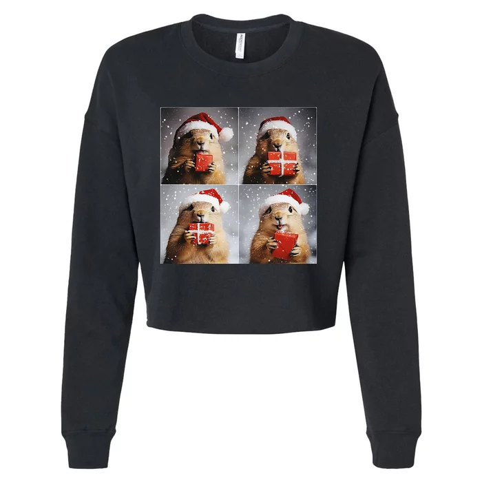 Winter Wonderland Christmas Prairie Dog Cropped Pullover Crew