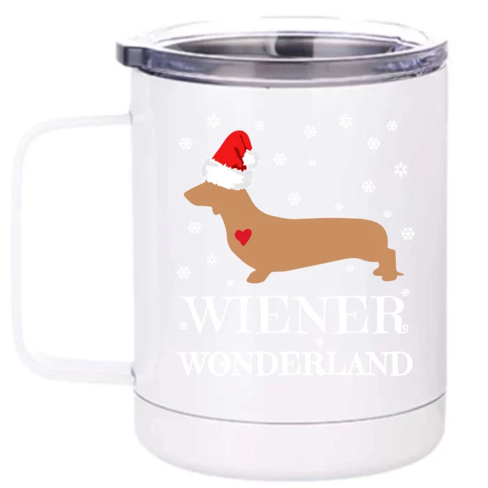 Wiener Wonderland Christmas Dachshund Holiday Gift Front & Back 12oz Stainless Steel Tumbler Cup