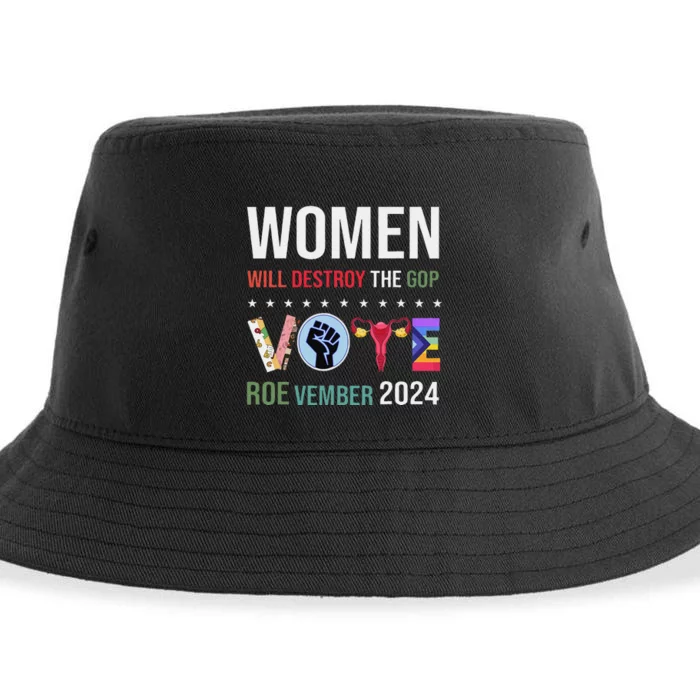 Women Will Destroy Vote Roe Vember 2024 Prochoice Sustainable Bucket Hat