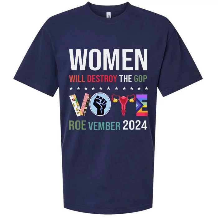 Women Will Destroy Vote Roe Vember 2024 Prochoice Sueded Cloud Jersey T-Shirt