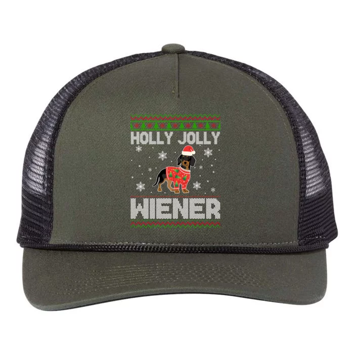 Weenie Wiener Dog Doxie Design Dackel Christmas Dachshund Gift Retro Rope Trucker Hat Cap