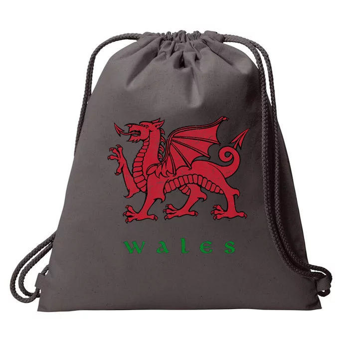 Wales Welsh Dragon Drawstring Bag