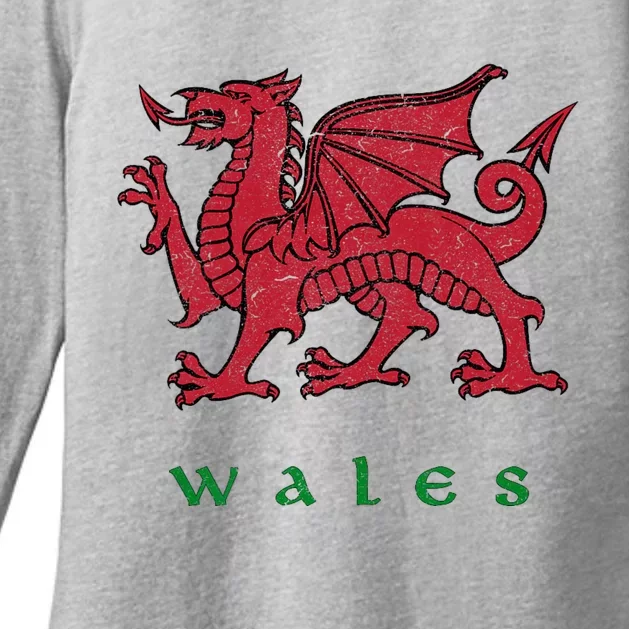 Wales Welsh Dragon Womens CVC Long Sleeve Shirt