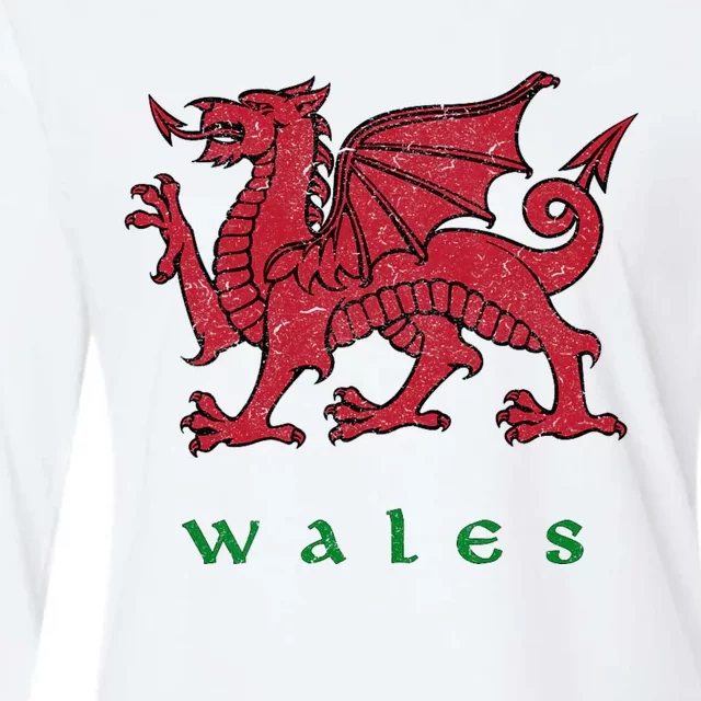 Wales Welsh Dragon Womens Cotton Relaxed Long Sleeve T-Shirt