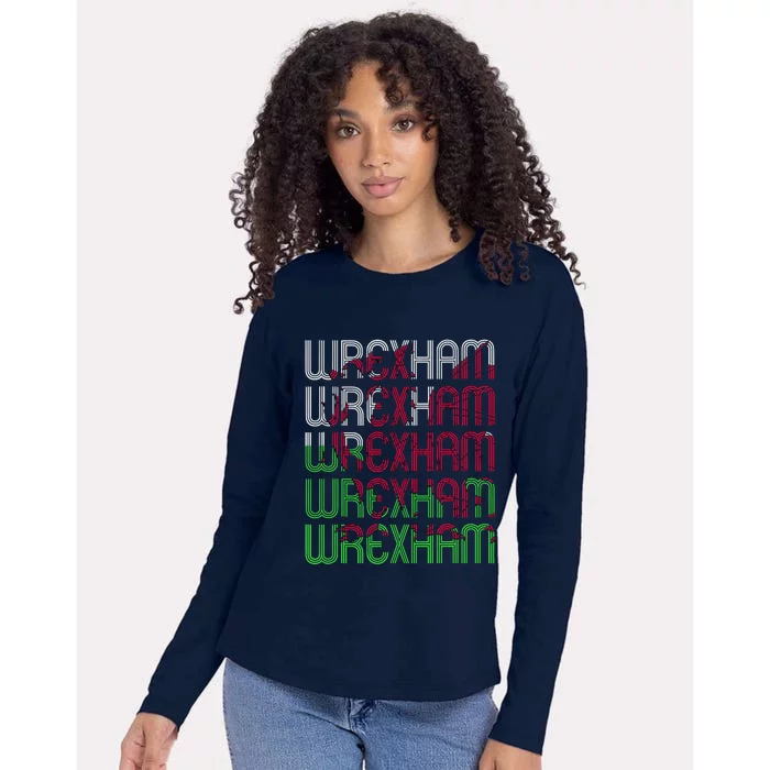 Wrexham Wales Dragon Welsh Flag Sports Merchandise Womens Cotton Relaxed Long Sleeve T-Shirt