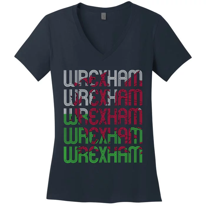 Wrexham Wales Dragon Welsh Flag Sports Merchandise Women's V-Neck T-Shirt