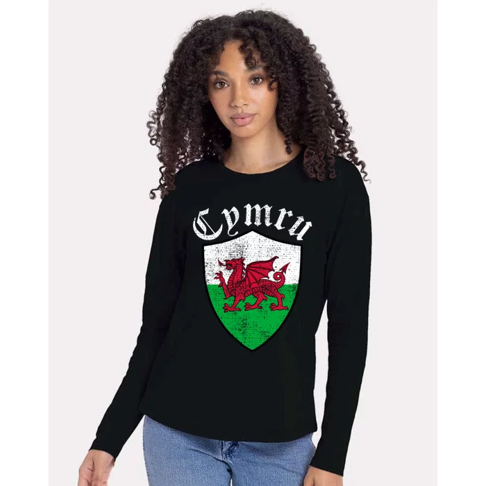 Wales Wrexham Emblem Retro Wrexham Womens Cotton Relaxed Long Sleeve T-Shirt