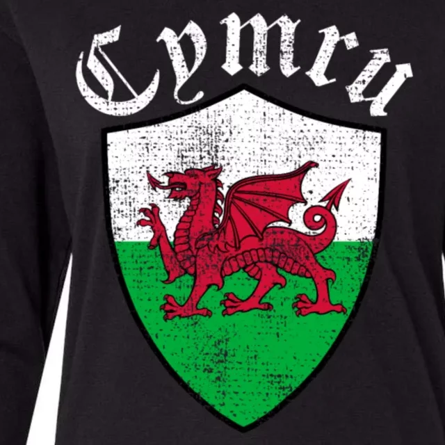 Wales Wrexham Emblem Retro Wrexham Womens Cotton Relaxed Long Sleeve T-Shirt