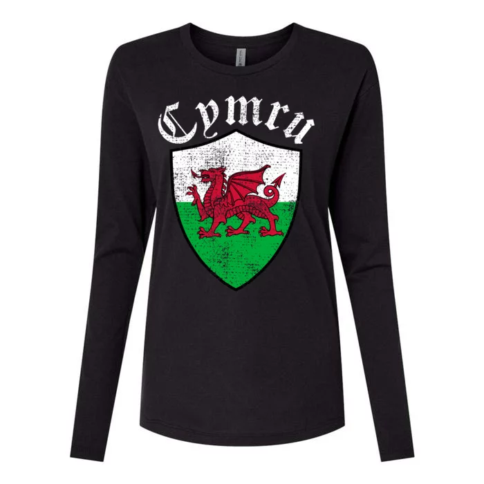 Wales Wrexham Emblem Retro Wrexham Womens Cotton Relaxed Long Sleeve T-Shirt