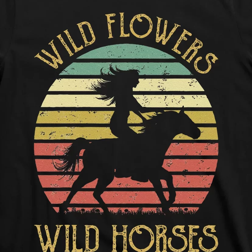 Wild West Flowers Wild Horses Western Cowgirl Country Music Gift T-Shirt