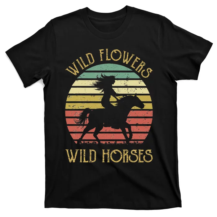 Wild West Flowers Wild Horses Western Cowgirl Country Music Gift T-Shirt