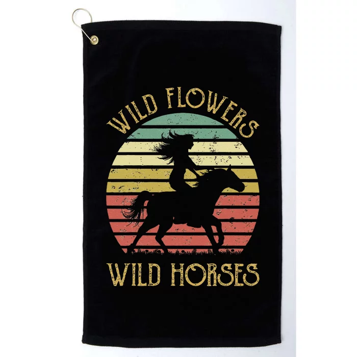 Wild West Flowers Wild Horses Western Cowgirl Country Music Gift Platinum Collection Golf Towel