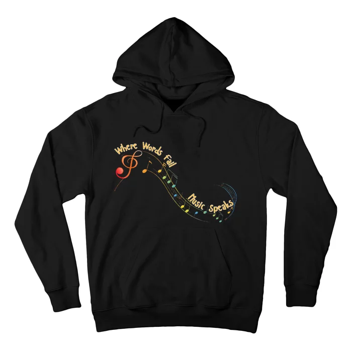 Where Words Fail Music Speaks Musician Band Retro Graphic Hoodie