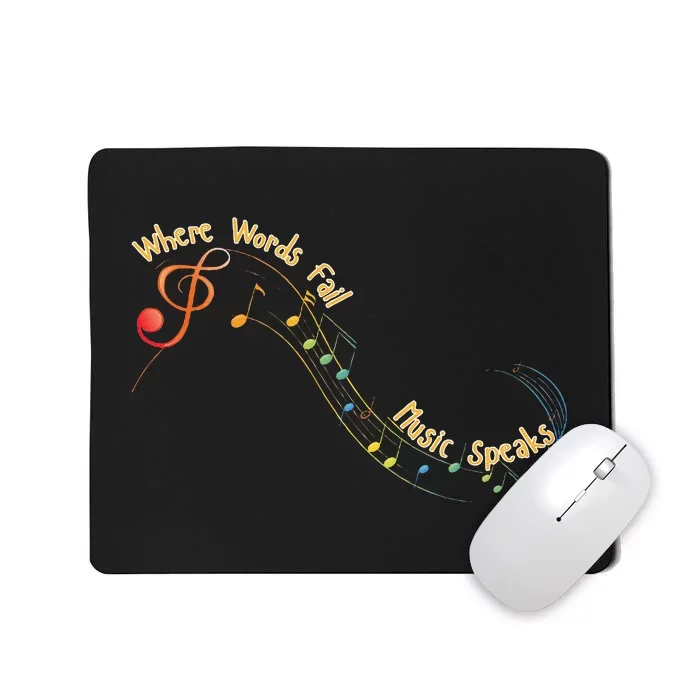 Where Words Fail Music Speaks Musician Band Retro Graphic Mousepad