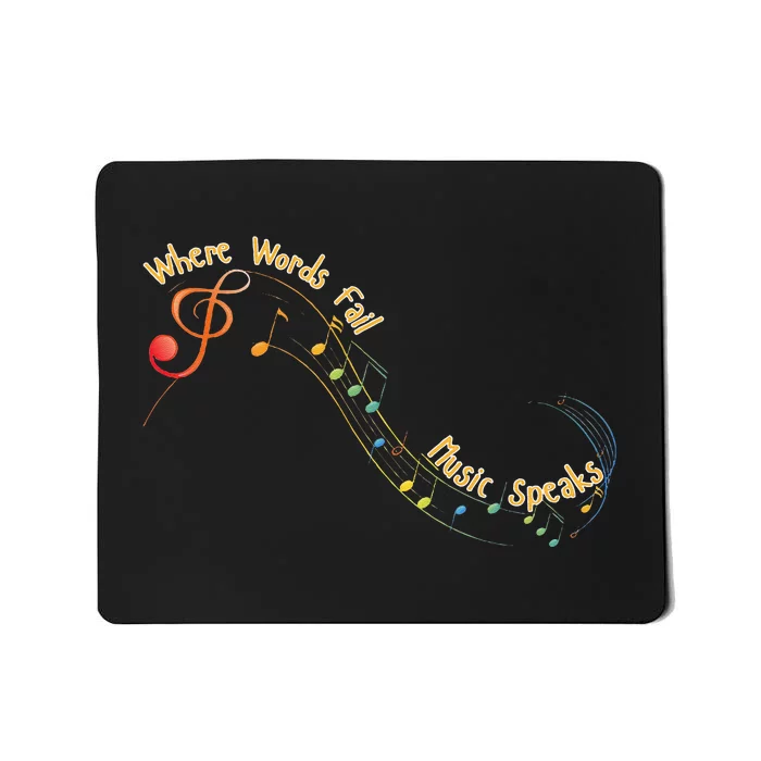 Where Words Fail Music Speaks Musician Band Retro Graphic Mousepad