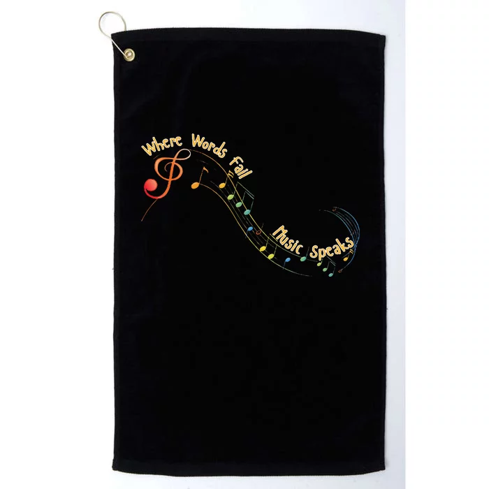 Where Words Fail Music Speaks Musician Band Retro Graphic Platinum Collection Golf Towel