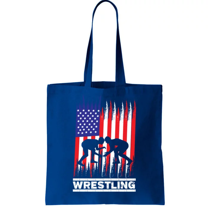 Wrestler Wrestling Fans American Flag Gift Tote Bag