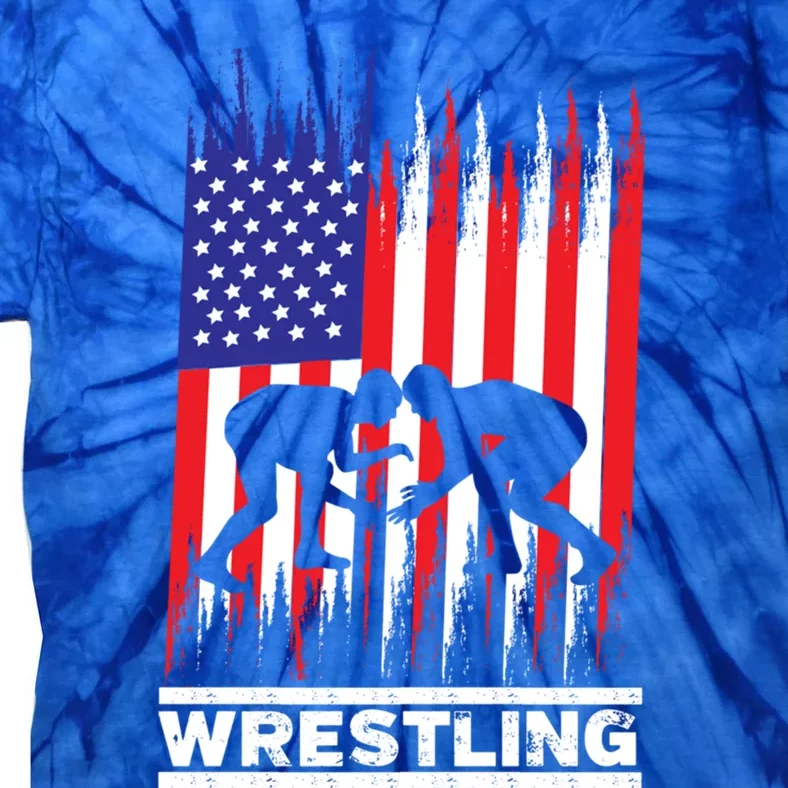 Wrestler Wrestling Fans American Flag Gift Tie-Dye T-Shirt