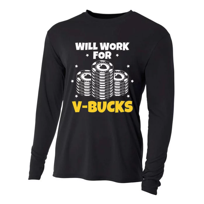 Will Work For Bucks V Gaming Gifts For Rpg Gamers Cooling Performance Long Sleeve Crew