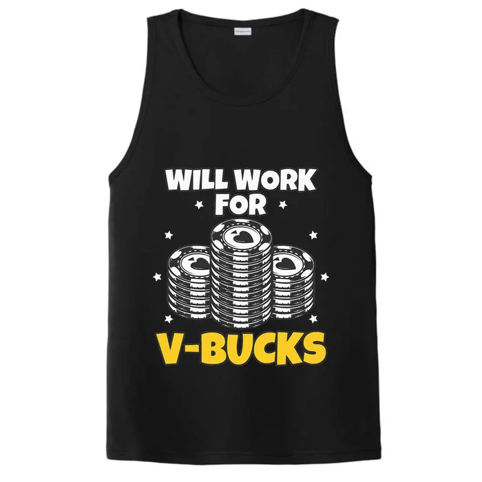 Will Work For Bucks V Gaming Gifts For Rpg Gamers Performance Tank