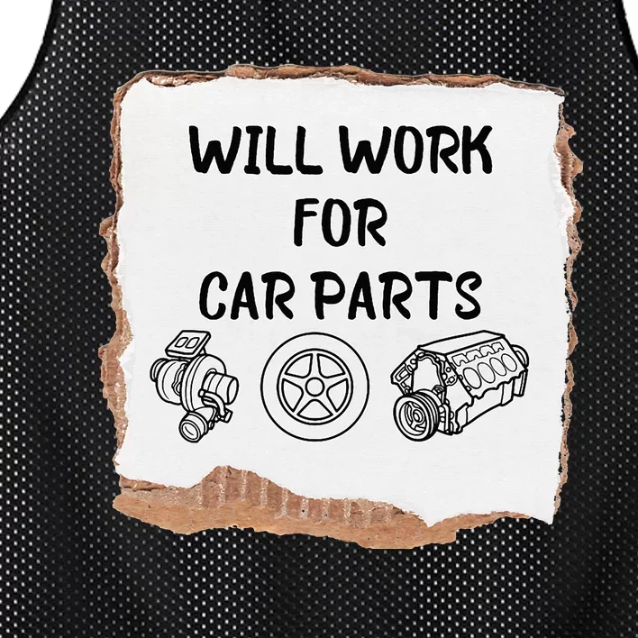 Will work for car parts car enthusiast muscle car Mesh Reversible Basketball Jersey Tank