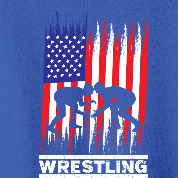 Wrestler Wrestling Fans American Flag Men Women Gift Toddler T-Shirt