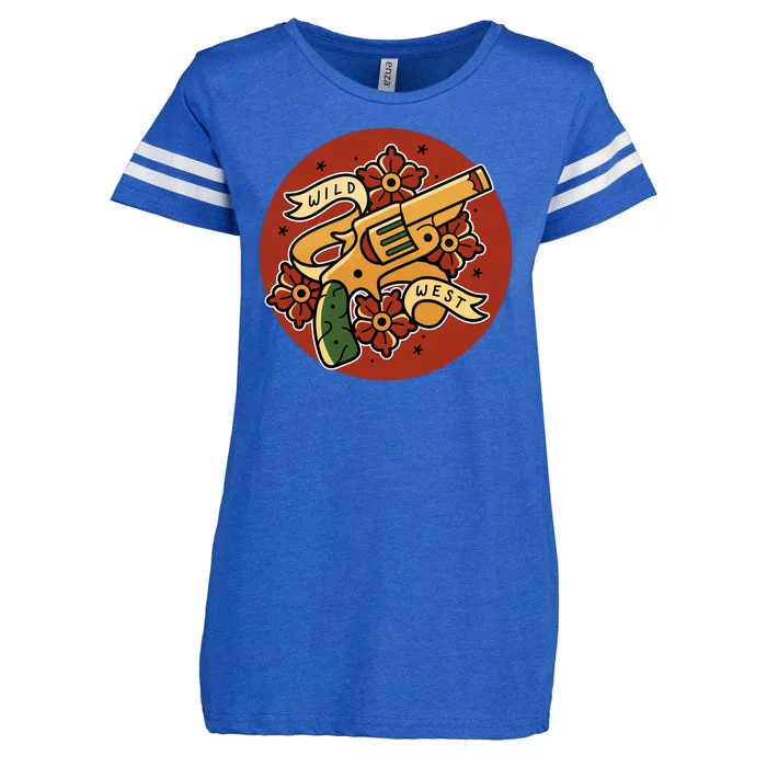 Wild West Floral Gun Enza Ladies Jersey Football T-Shirt