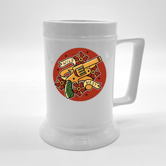 Wild West Floral Gun Front & Back Beer Stein