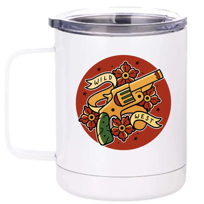 Wild West Floral Gun Front & Back 12oz Stainless Steel Tumbler Cup