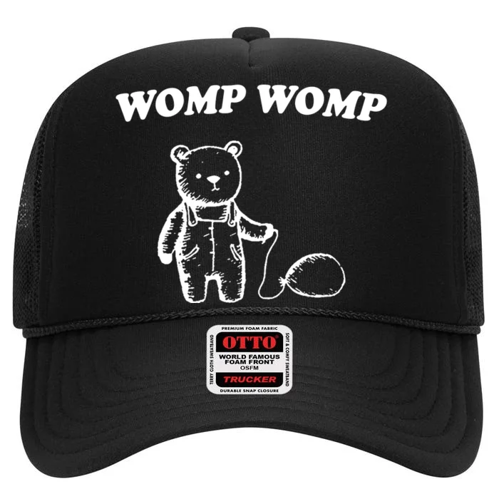 Womp Womp Funny Quote Cartoon Bear High Crown Mesh Trucker Hat