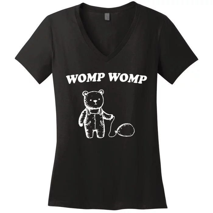 Womp Womp Funny Quote Cartoon Bear Women's V-Neck T-Shirt