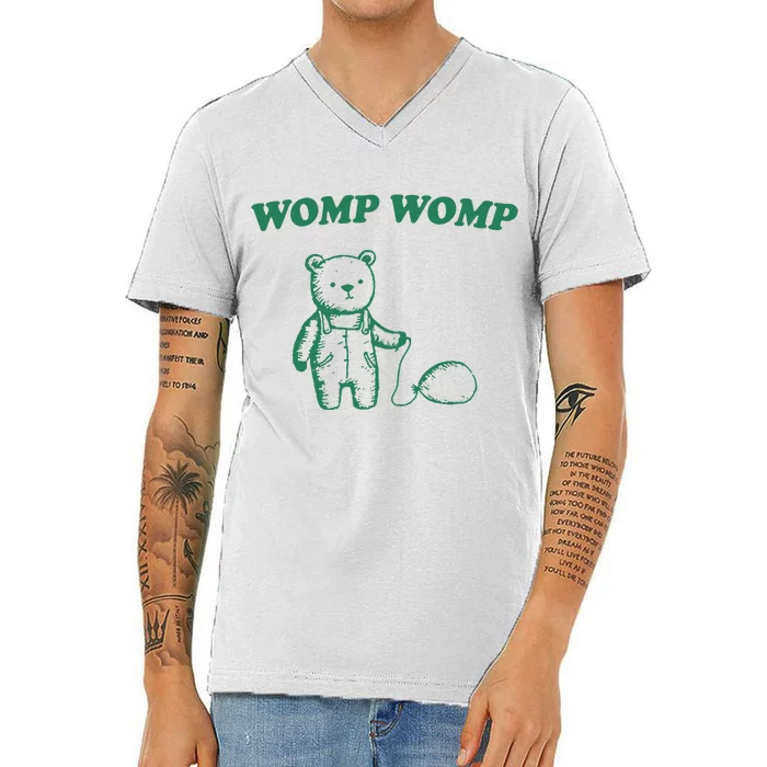 Womp Womp Funny Meme Bear V-Neck T-Shirt