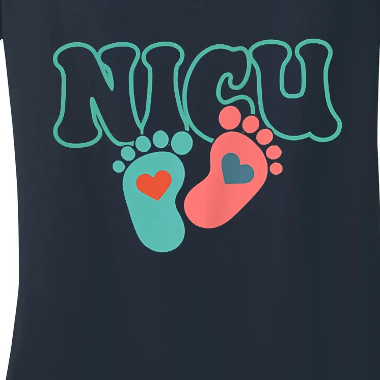 Will Work For Snuggles Nicu Nurse Women's V-Neck T-Shirt