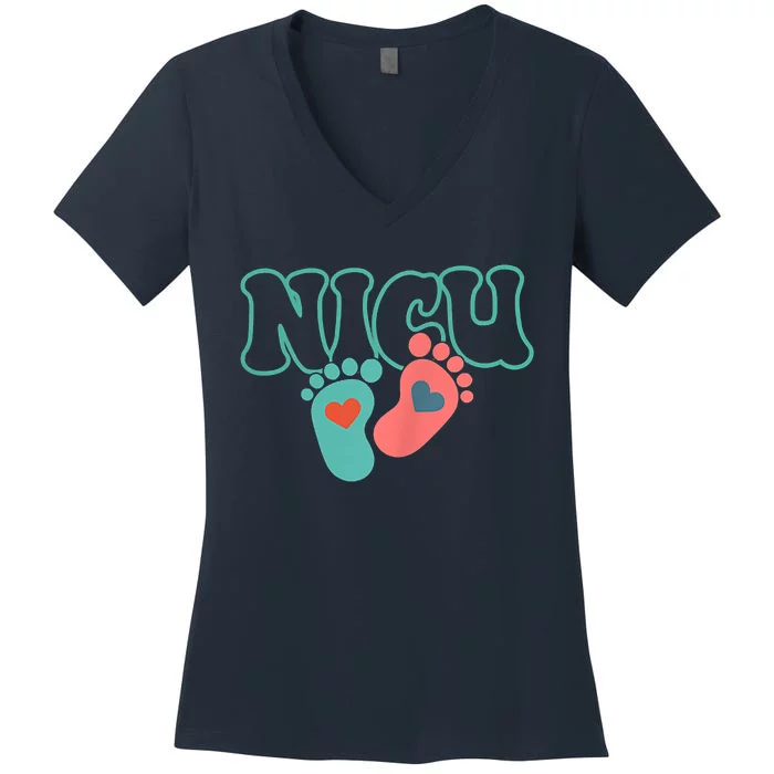 Will Work For Snuggles Nicu Nurse Women's V-Neck T-Shirt