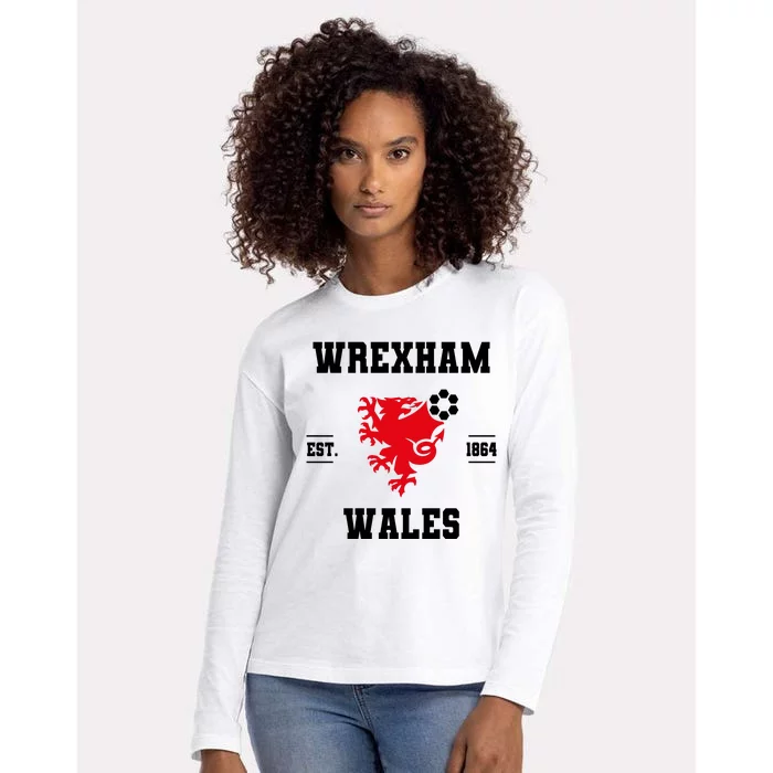 Wrexham Wales Football Gift Womens Cotton Relaxed Long Sleeve T-Shirt