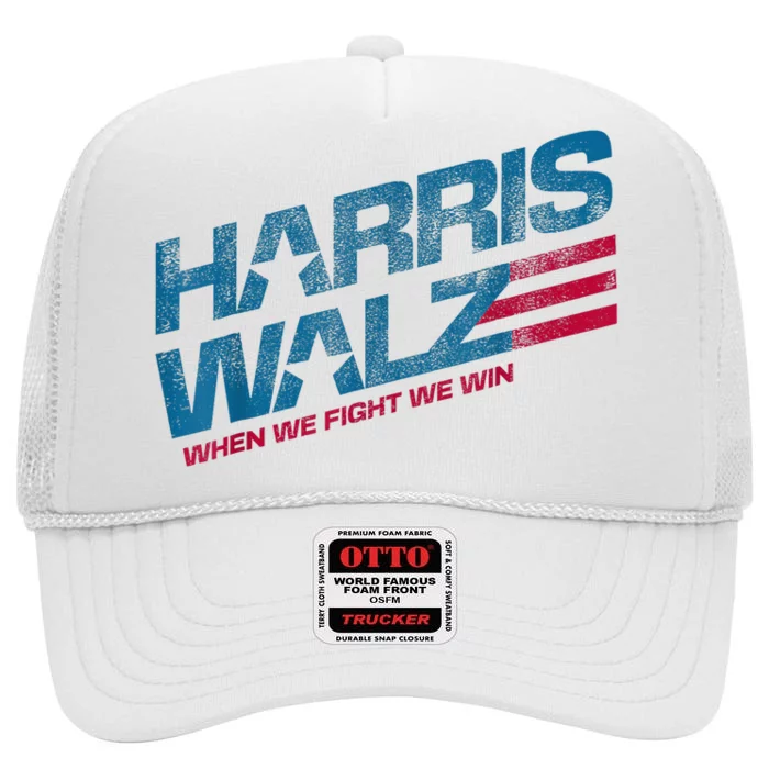 When We Fight We Win Kamala Harris Cat Lady Boho High Crown Mesh Trucker Hat