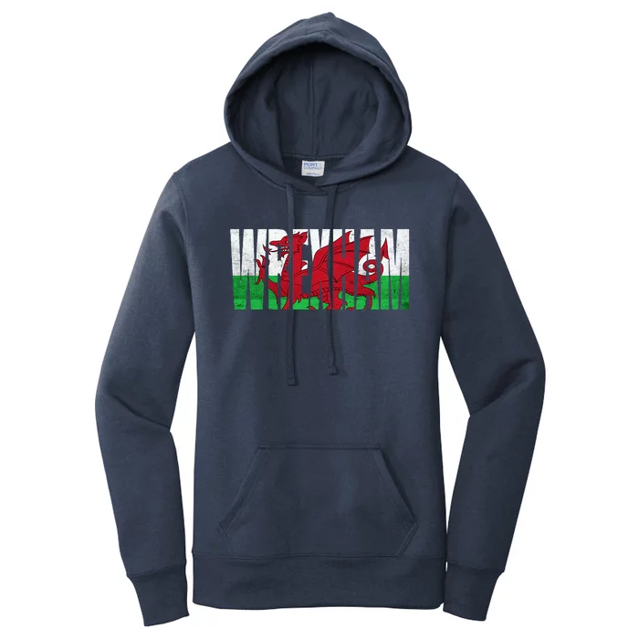 Wrexham Wales Flag Welsh Dragon Merch Souvenir Women's Pullover Hoodie