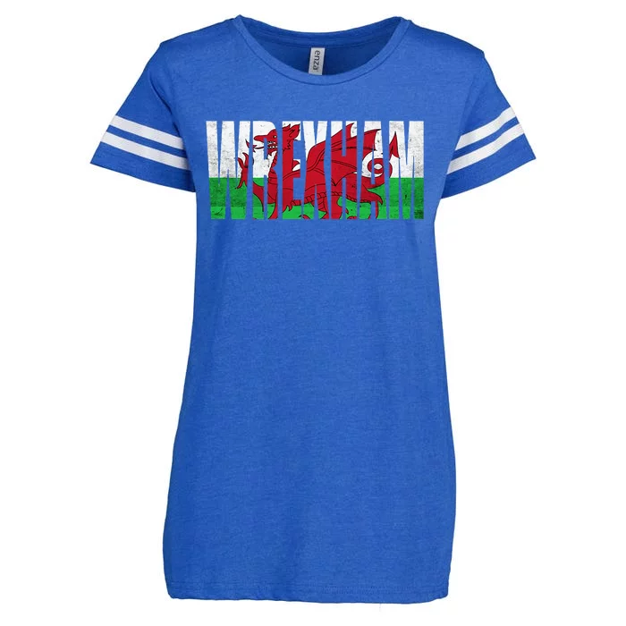 Wrexham Wales Flag Welsh Dragon Merch Souvenir Enza Ladies Jersey Football T-Shirt