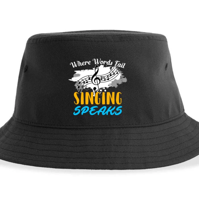 Where Words Fail Singing Speaks Singer Music Note Sustainable Bucket Hat