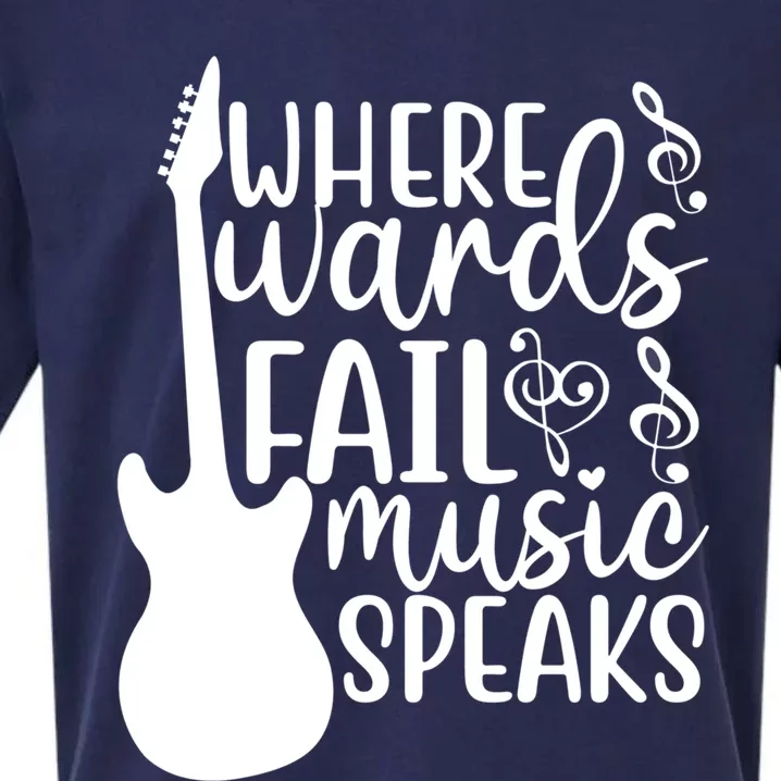 Where Words Fail Music Speaks Cool Gift Musical Music Notes Musician Gift Sueded Cloud Jersey T-Shirt