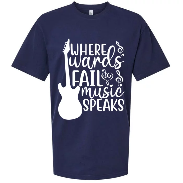 Where Words Fail Music Speaks Cool Gift Musical Music Notes Musician Gift Sueded Cloud Jersey T-Shirt