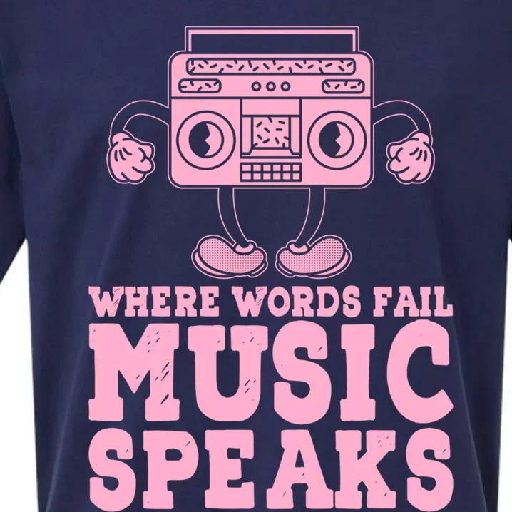 Where Words Fail Music Speaks Cute Gift Musical Music Notes Musician Gift Sueded Cloud Jersey T-Shirt