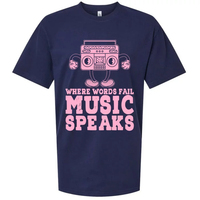 Where Words Fail Music Speaks Cute Gift Musical Music Notes Musician Gift Sueded Cloud Jersey T-Shirt