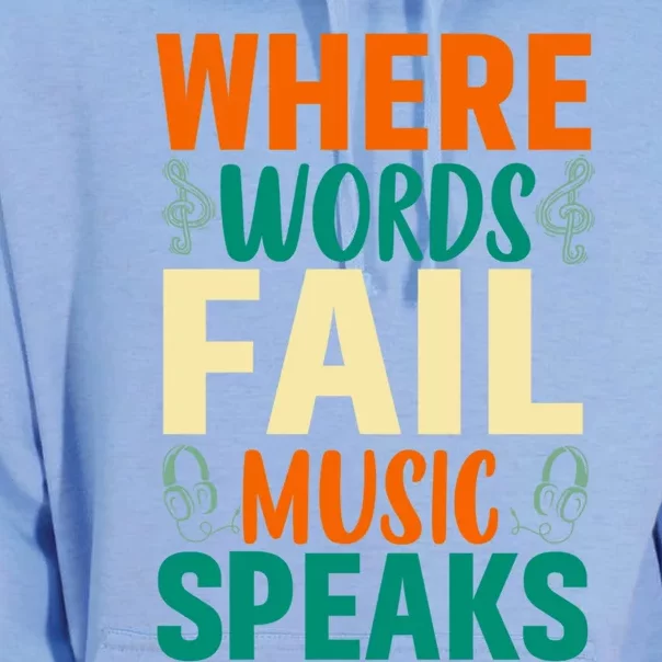 Where Words Fail Music Speaks Gift Musical Music Notes Musician Meaningful Gift Unisex Surf Hoodie