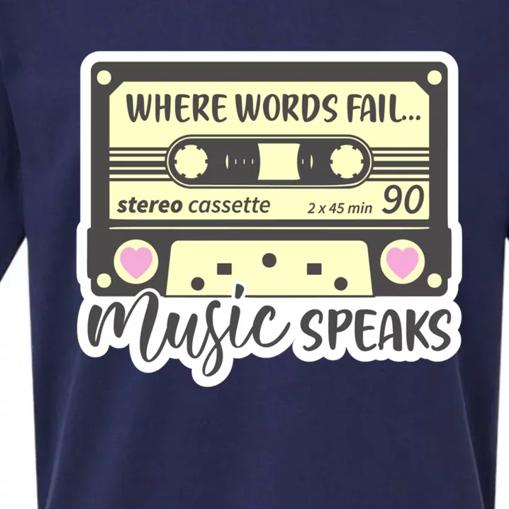 Where Words Fail Music Speaks Cool Gift Musical Music Notes Musician Gift Sueded Cloud Jersey T-Shirt