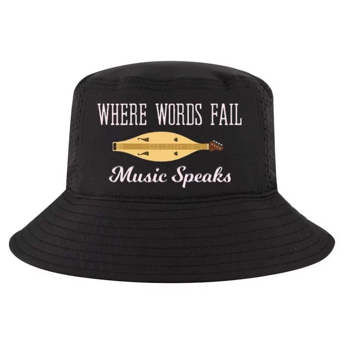 Where Words Fail Music Speaks Appalachian Dulcimer Cool Comfort Performance Bucket Hat