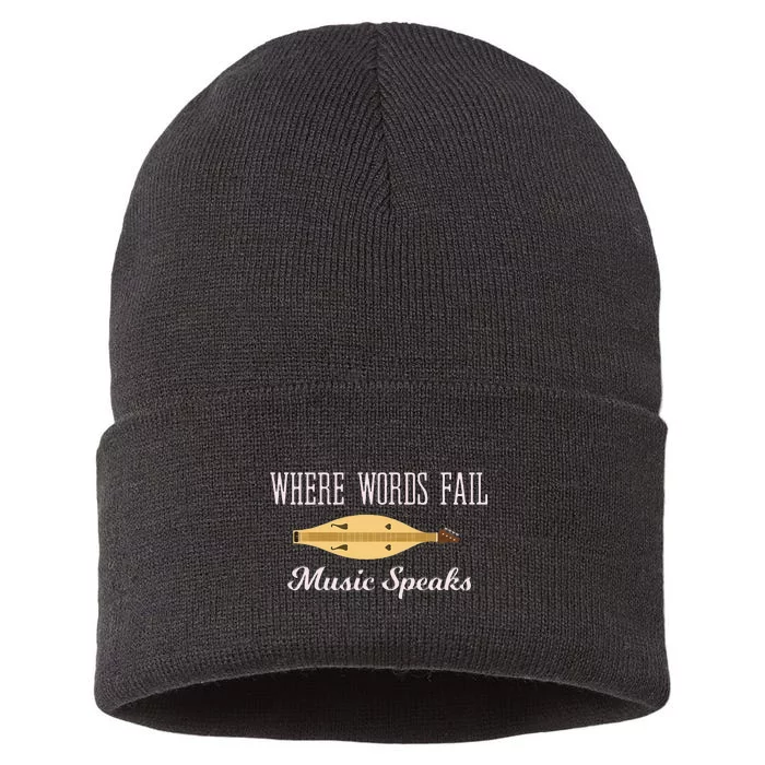 Where Words Fail Music Speaks Appalachian Dulcimer Sustainable Knit Beanie