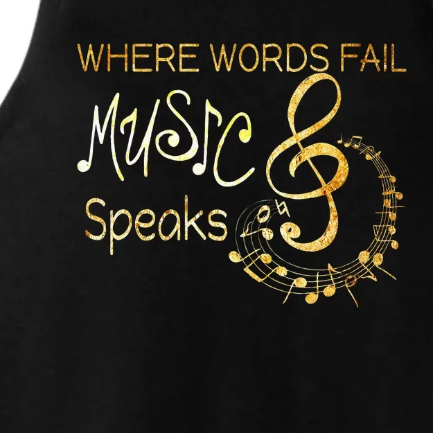 Where Words Fail Music Speaks Musical Music Notes Ladies Tri-Blend Wicking Tank