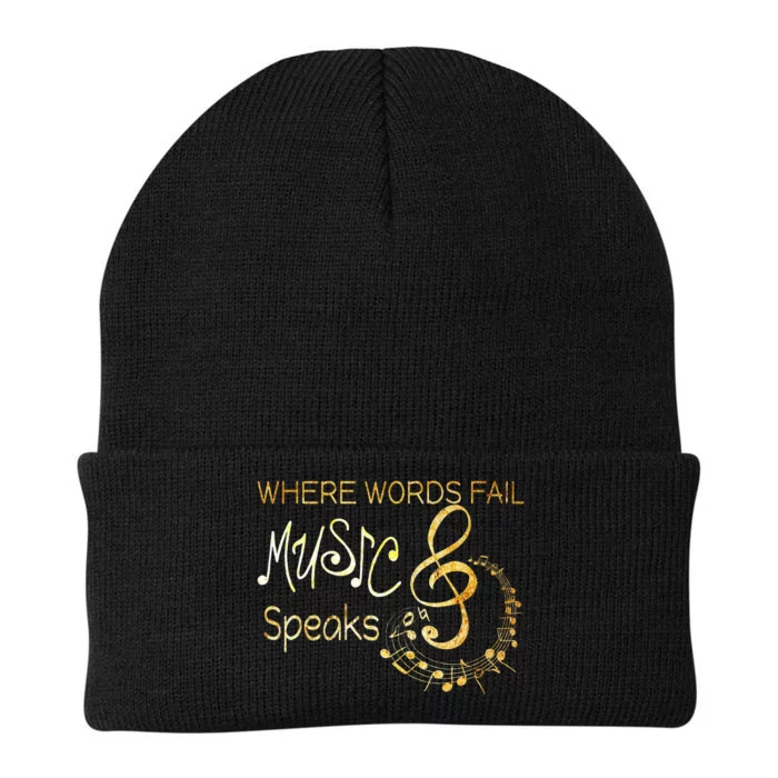 Where Words Fail Music Speaks Musical Music Notes Knit Cap Winter Beanie