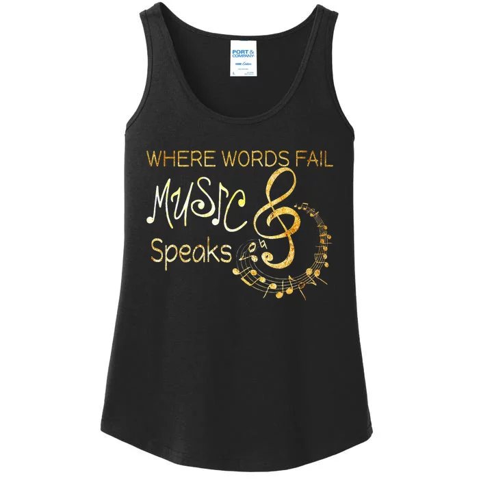 Where Words Fail Music Speaks Musical Music Notes Ladies Essential Tank